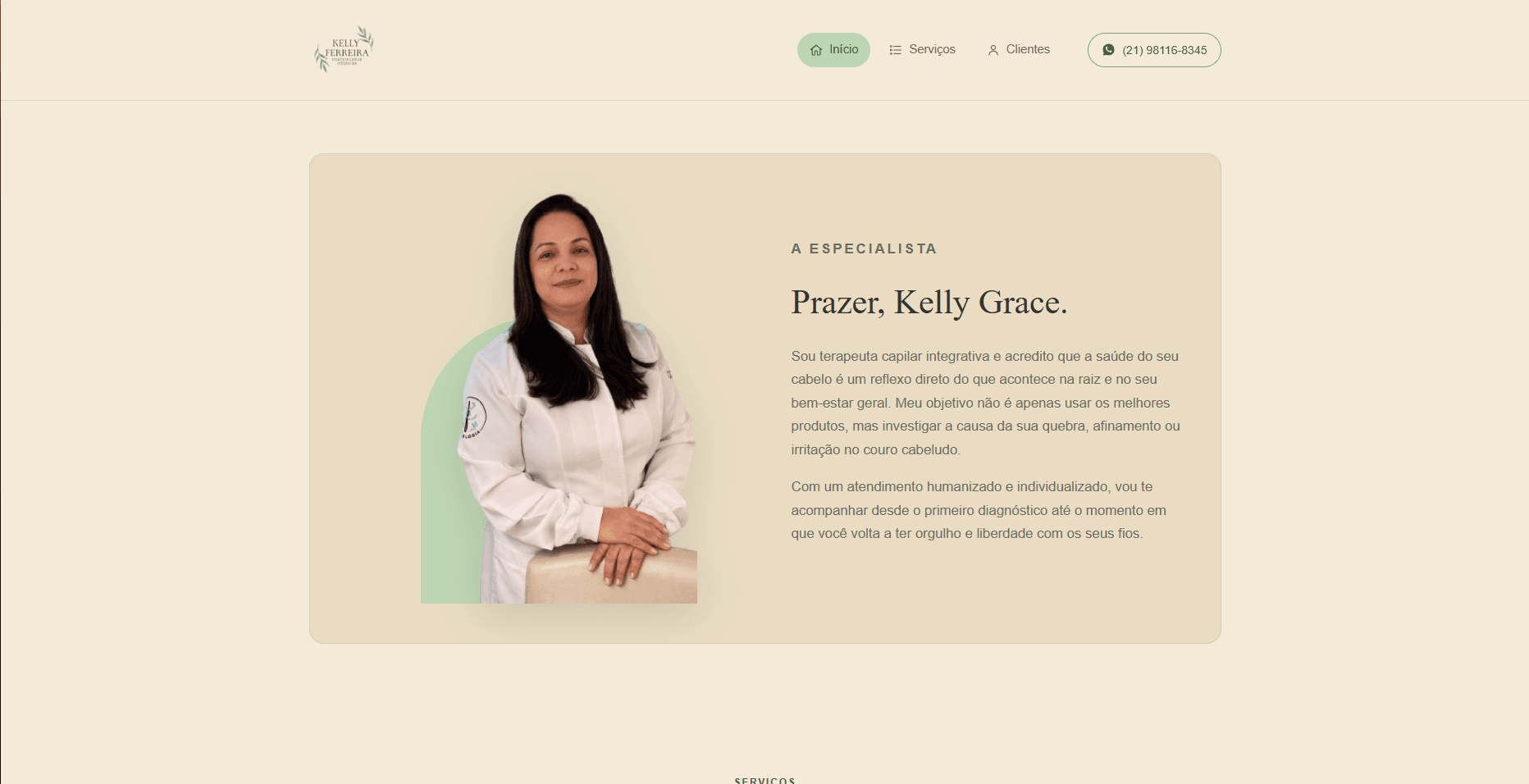 Print do site Kelly Ferreira